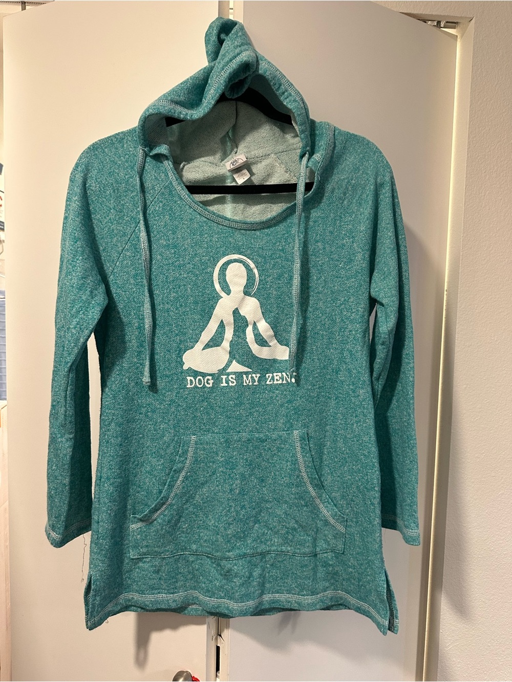 Teal 'Dog Is My Zen' Hooded Women's Sweater Small